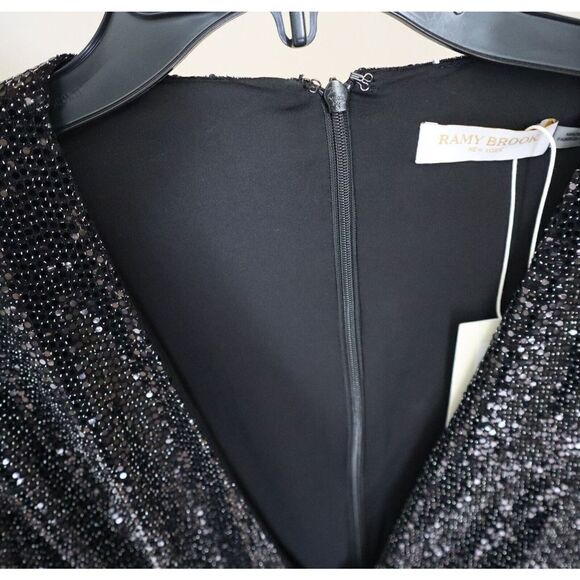 Ramy Brook A1022301 Women's Sz 4 Black Esme Sequin Long-Sleeve Mini Dress - Picture 4 of 12